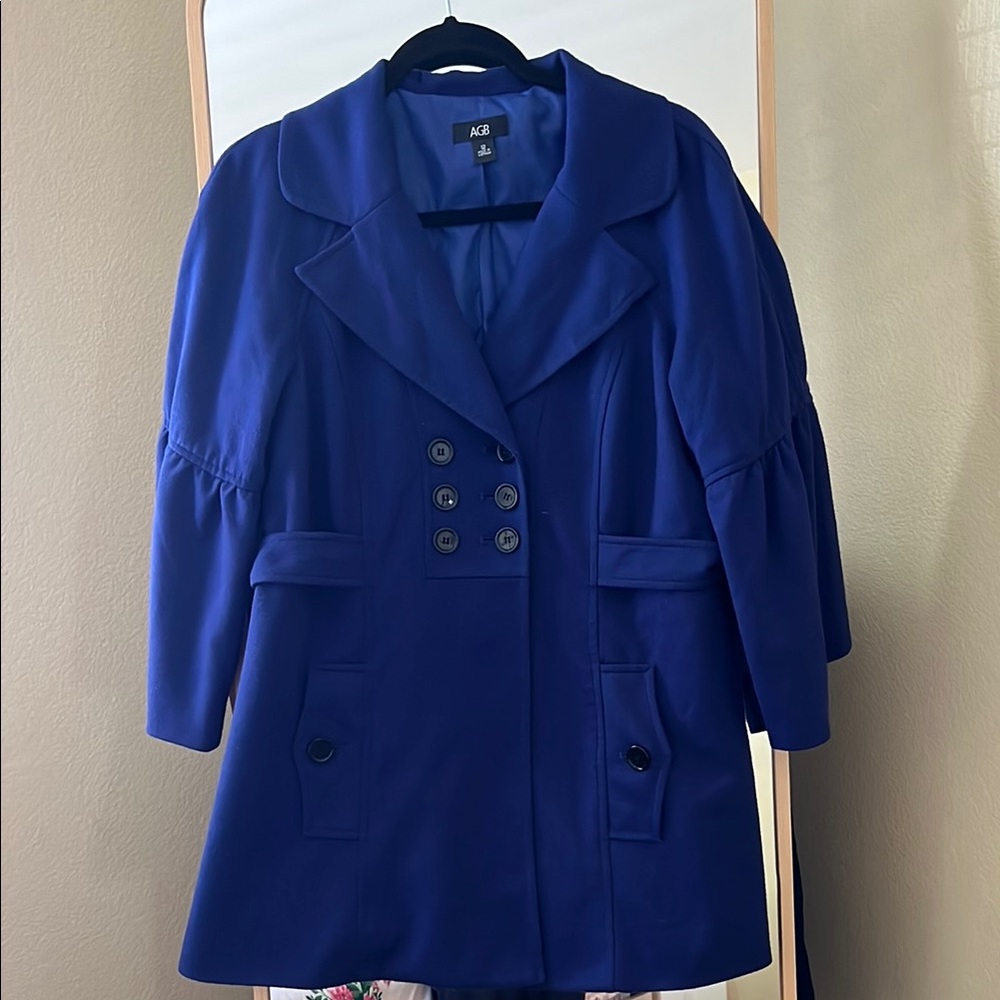 AGB violet Pea Coat with Notched Lapel and Structured Silhouette